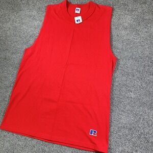 VTG Russell Athletic Shirt Men M Red Basketball Muscle Gym Training Tank Top NOS